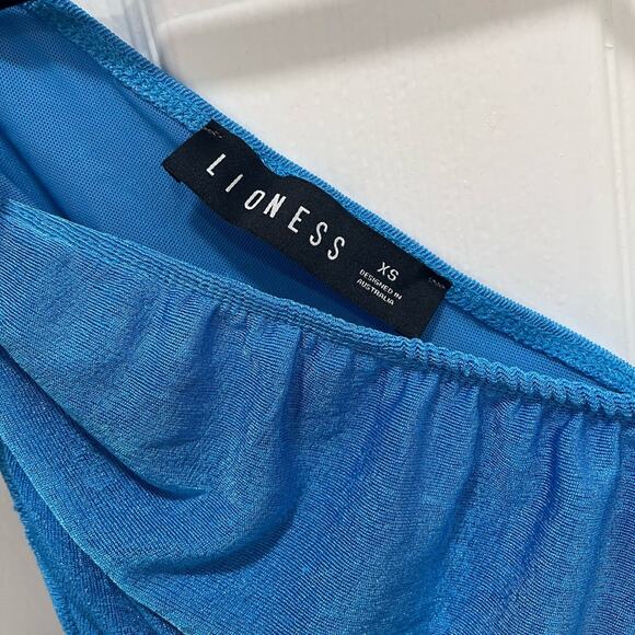 Lioness The Goddess Mini Dress XS Teal Blue Shimmer - Picture 6 of 12